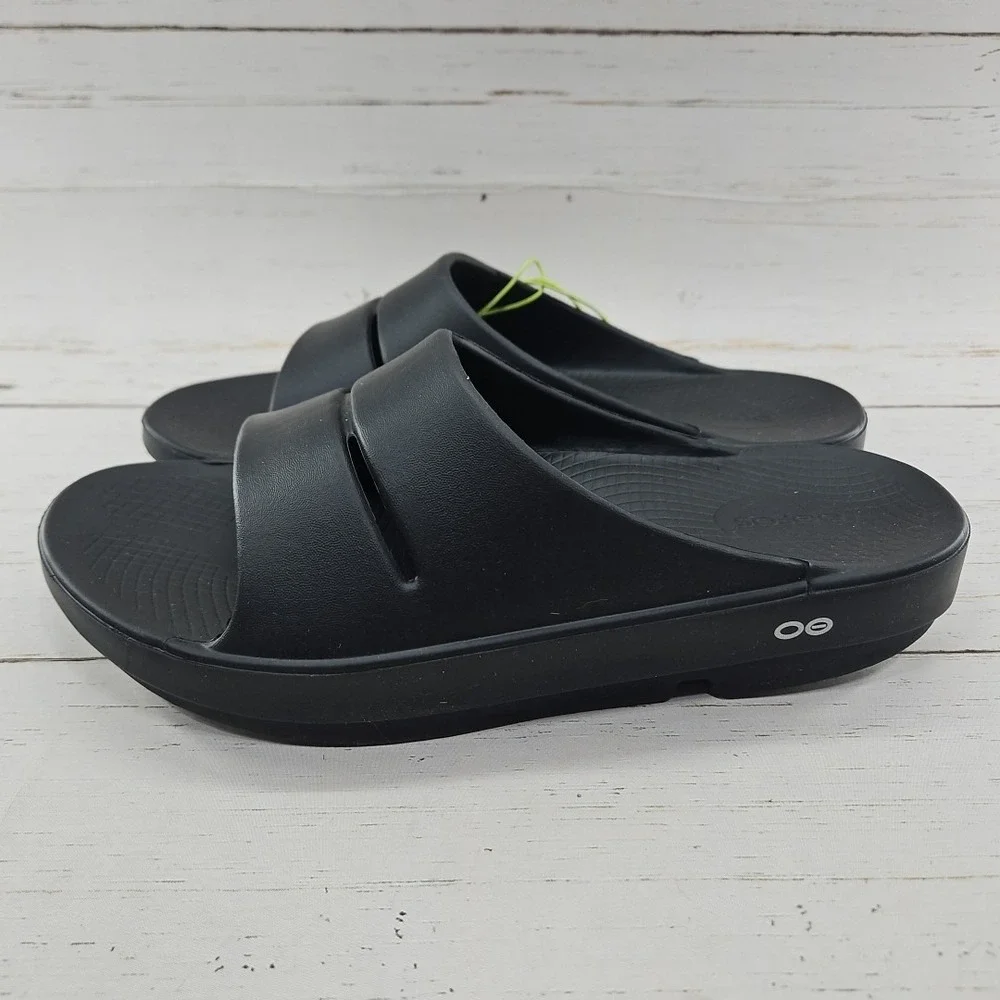 OOFOS OOahh Recovery Black Slip On Slide Sandals Mens 10 Comfort Sport Athletic
